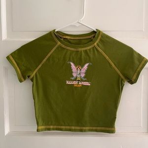 Y2K Green Fairy Cropped Baby Tee
